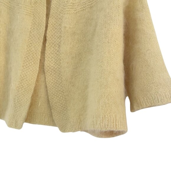 Vintage Handmade Womens Cashmere blend Yellow 3/4 Sleeve Knitted Tie Cardigan XS - Picture 3 of 6